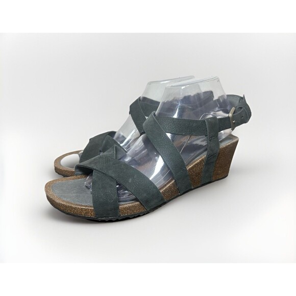 TEVA Mahonia Wedge Cross Strap Wedge‎ Leather Sandals Strappy Women's 9.5 - Picture 1 of 11